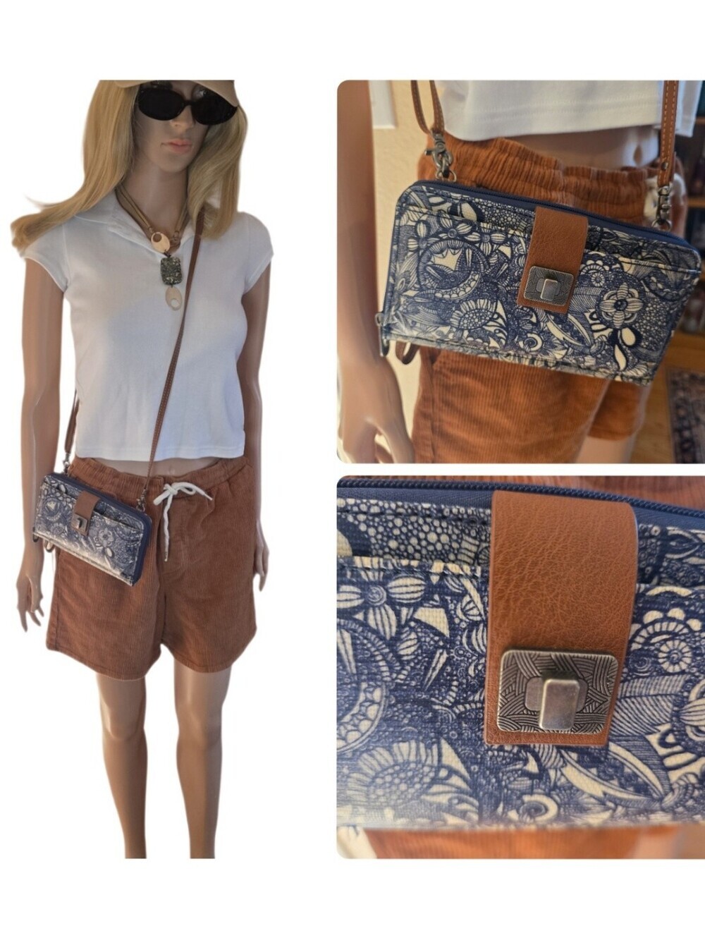 Sakroots Artist Circle Olympic Smartphone Crossbody Wallet Bag Navy Blue EUC